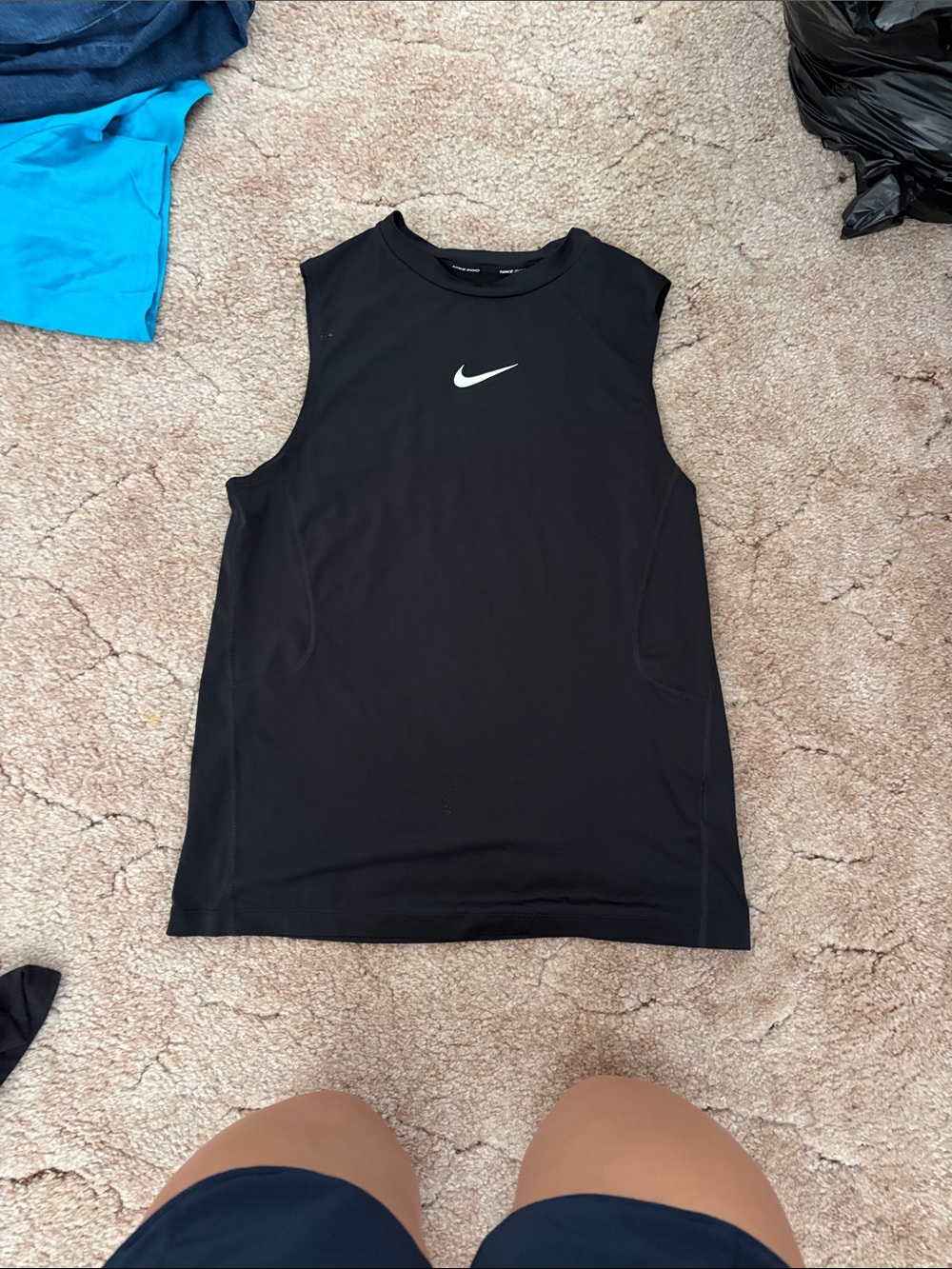 Nike Black Sleeveless Performance Tank with White Swoosh